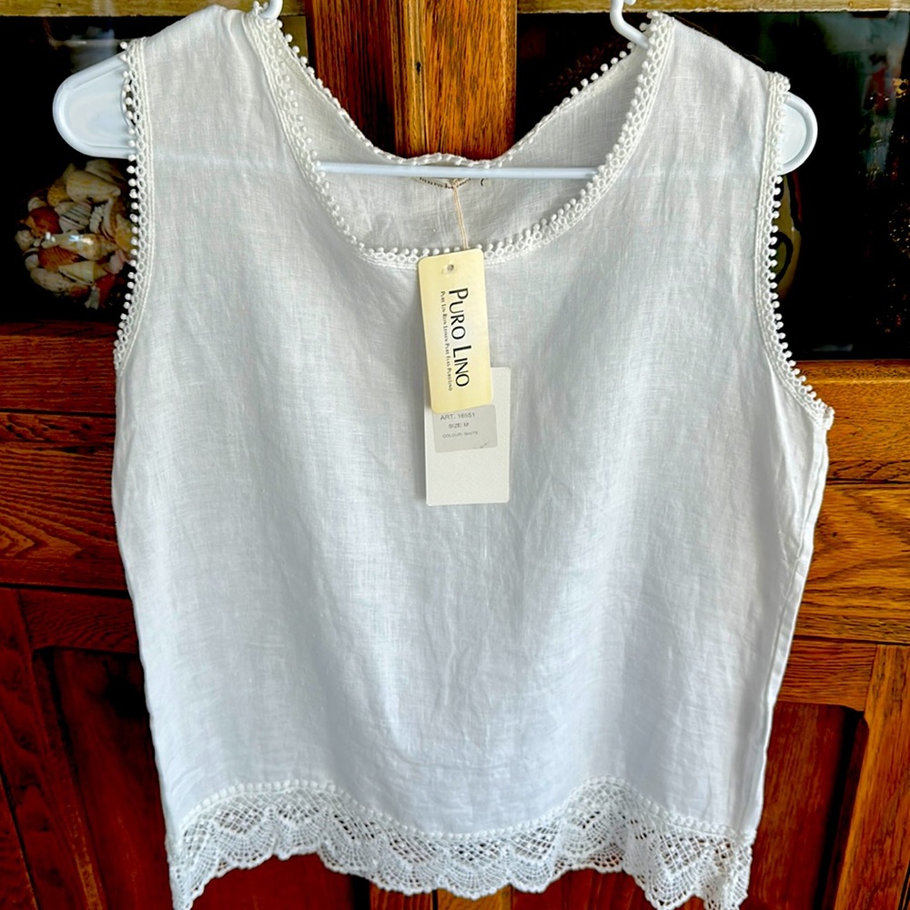 White linen top by Laura Bianchi Puro Lino size Medium